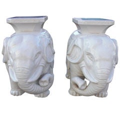 A pair of vintage Chinese elephant garden seats