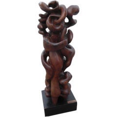 Vintage abstract wood carving by Cuban sculptor Tardo