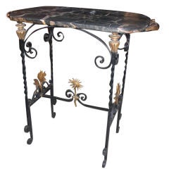Unusual design art deco wrought iron and marble table
