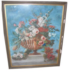 Large 19th century pastel still-life of flowers  signed H. Aube