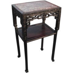 Antique 19th century Chinese hardwood and marble stand