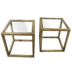 Pair of vintage gilt metal cube tables