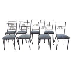Set of 8 1950's modernist wrought iron chairs
