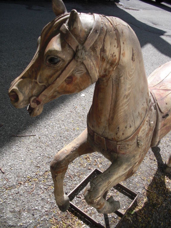 Wood Late19th/early 20th century American Carousel horse For Sale