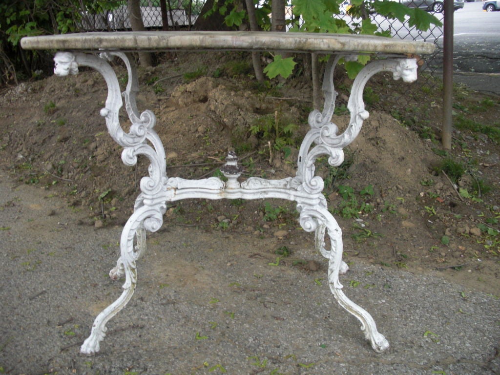 Regency style 19th century cast iron marble-top table