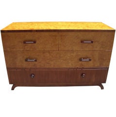 Large burled wood  Art Deco chest of drawers
