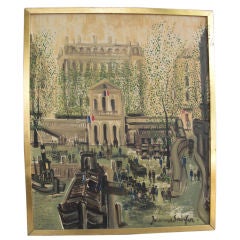 Post impressionist oil on canvas of Paris by Johannes Schiefer
