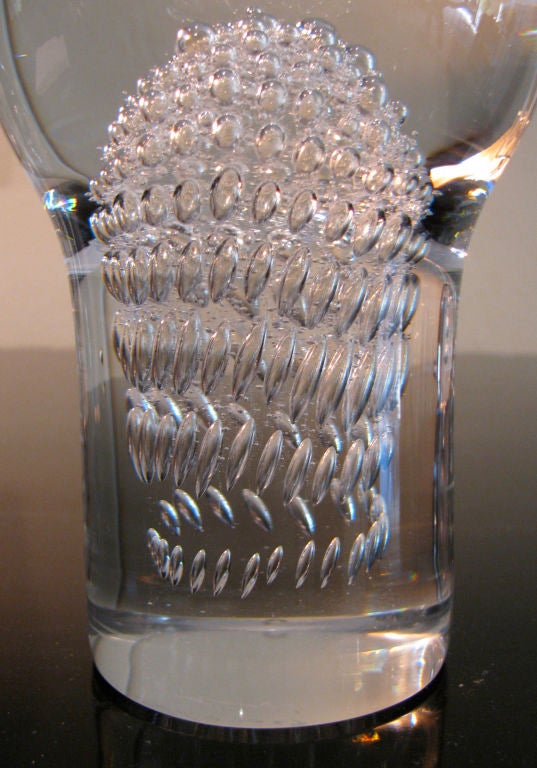 Vintage Scandinavian Art Glass Paperweight, designed by Goran Warff for Kosta, signed 