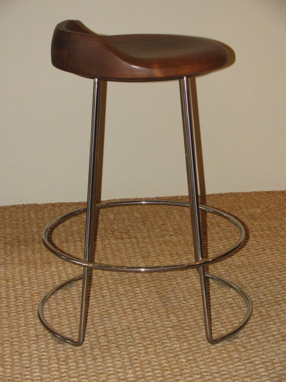 A set of Three McGuire Counter Stools In Excellent Condition In Austin, TX