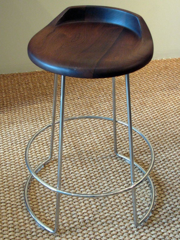 Contemporary A set of Three McGuire Counter Stools