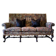 A English Tapestry High Back Sofa