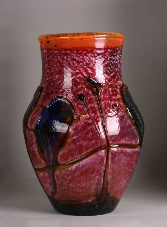 Very large hand-blown art glass vase by well-known artist, Jean <br />
Claude Novaro (1943- )<br />
<br />
A large and important piece, this piece is dated 1999 and signed on the bottom.  <br />
  <br />
Jean Claude Novaro was born in 1943 at
