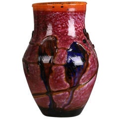 Monumental French Art Glass Vase by Jean Claude Novaro