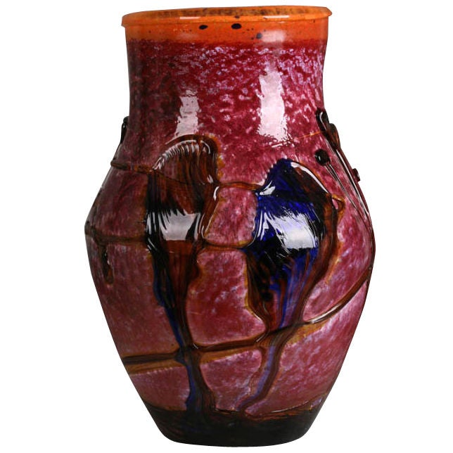 Monumental French Art Glass Vase by Jean Claude Novaro at 1stDibs