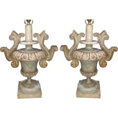 Pair of Italian Painted Urn Lamps