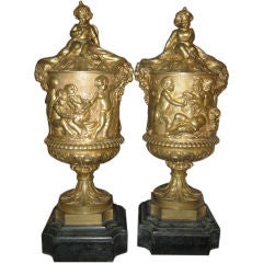 Pair of 19th C. French Bronze Urns
