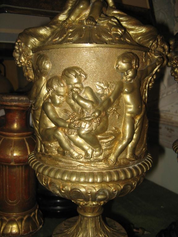Pair of 19th C. French Bronze Urns