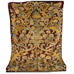18th C.Continental Silk Embroidered Tapestry