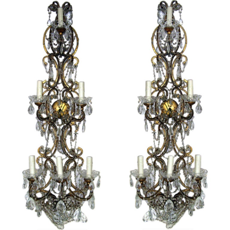 Pair of Vintage French Six Arm Sconces C. 1930's