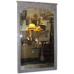 French Carved Painted & Silver Gilt Mirror C. 1900