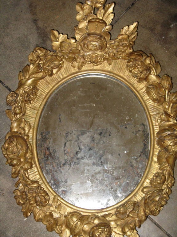 19th C. Giltwood Carved French Mirror