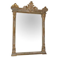 19th C. Painted & Parcel Gilt French Mirror