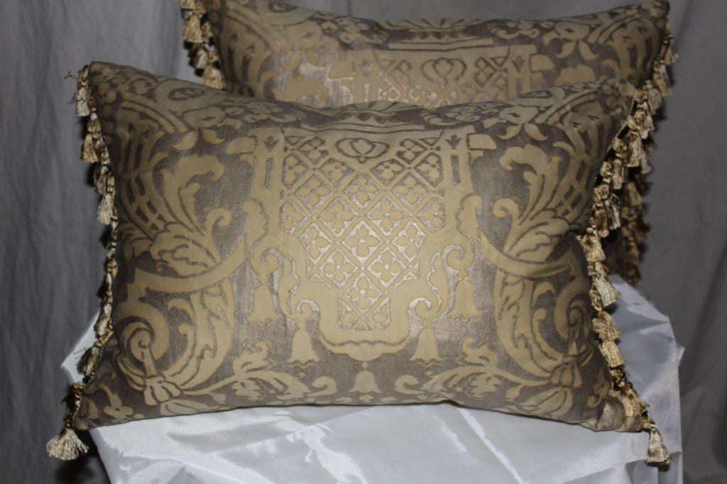 Pair of Authentic Fortuny Pillows with Tassel Fringe
