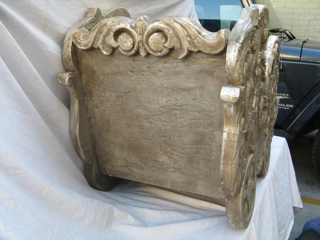 Continental Carved Painted & Parcel Silver Gilt Sled C. 1930's