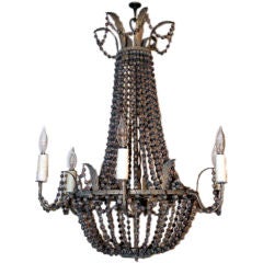 Six Light Wood Beaded Chandelier C. 1920
s Six Light Wood Beaded Chandelier C. 1920
s