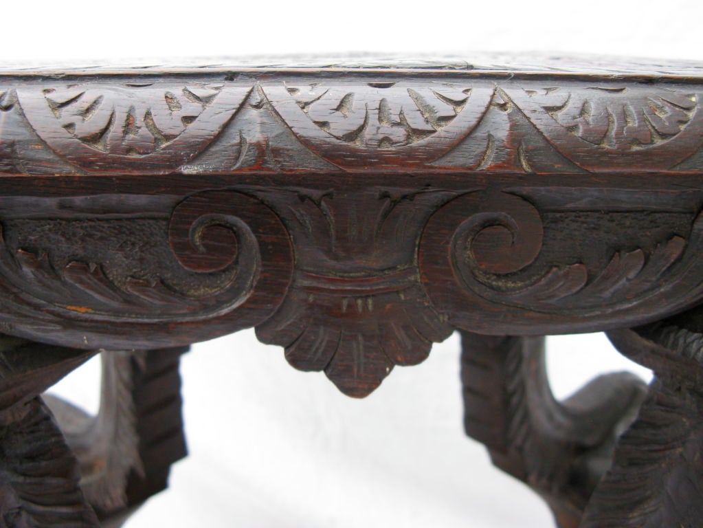 19th C. Ornate Carved Walnut Two Tiered Dragon Table 4