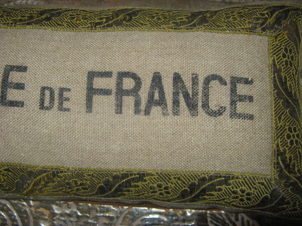 20th Century Pair of French Burlap Kidney Pillows C. 1900's