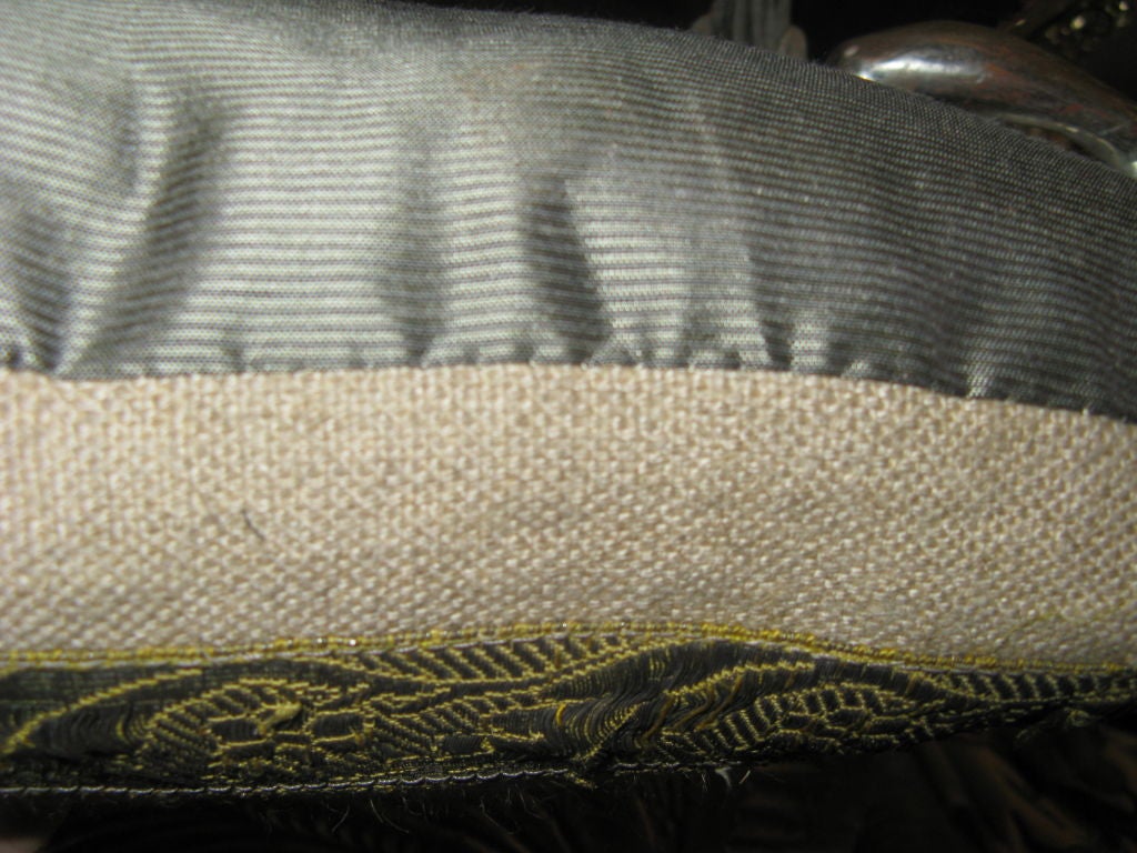 Pair of French Burlap Kidney Pillows C. 1900's 3