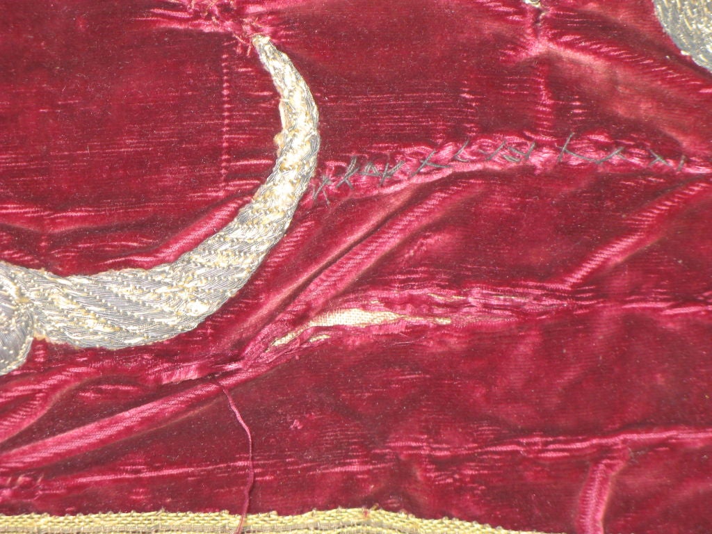 18th C. Italian Metallic Embroidered Velvet Wall Hanging 4