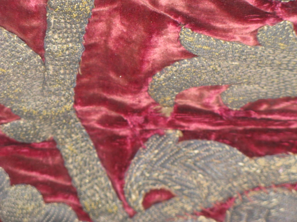 18th C. Italian Metallic Embroidered Velvet Wall Hanging 5