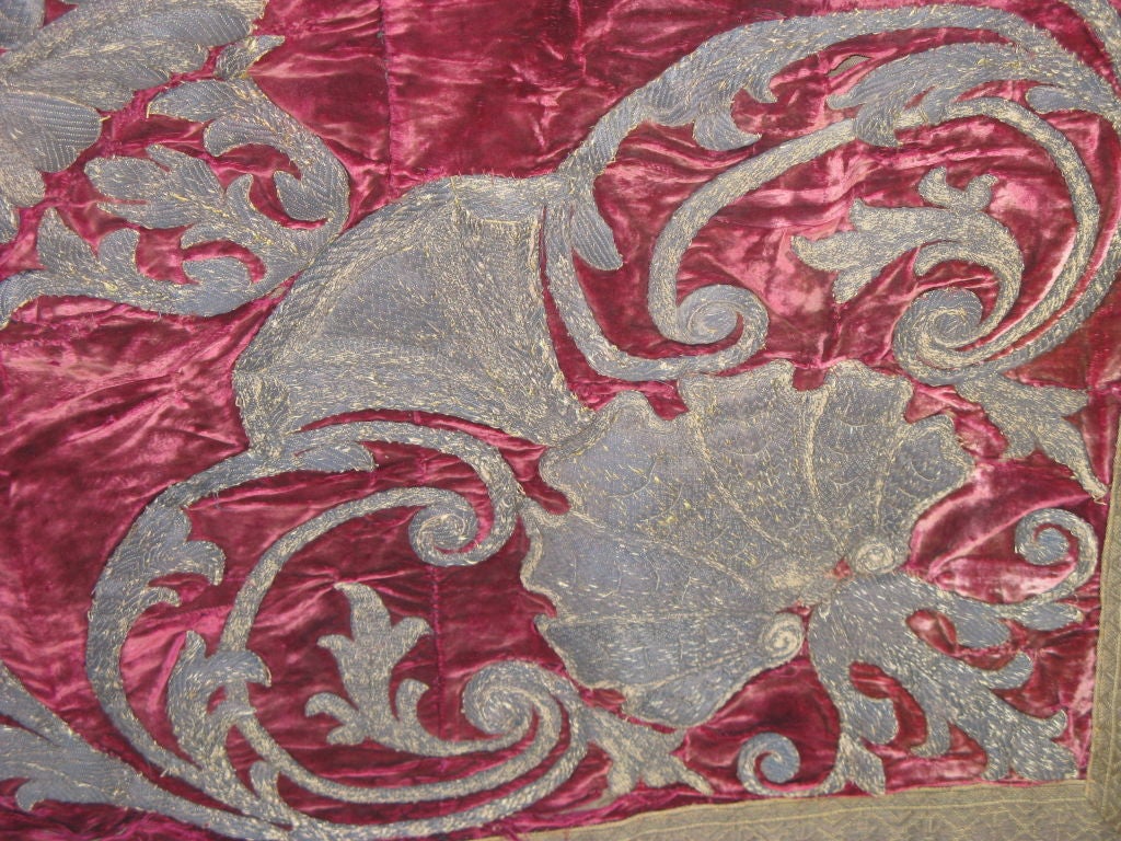 18th C. Italian Metallic Embroidered Velvet Wall Hanging 6