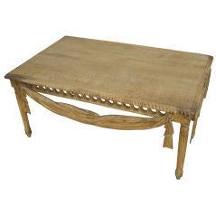 Carved Wood Painted Coffee Table with Crackled Finish C. 1980