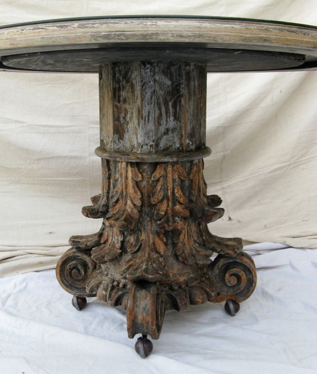 Carved Italian Capital Center Table with Mirrored Top C. 1900's