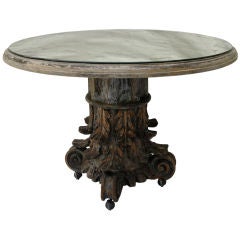 Carved Italian Capital Center Table with Mirrored Top C. 1900's