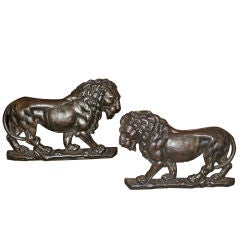 Antique Pair of 19th C. English Lions-Opposing