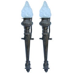 Pair of Bronze Lantern Sconces
