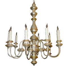 Carved  22K White Gold Chandelier with Gold Accents C. 1930
s