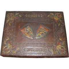 English Embossed Leather  Tool Box C. 1920's