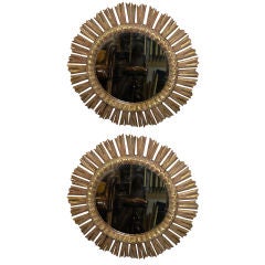 Pair of Italian Gilt Wood Sunburst Mirrors