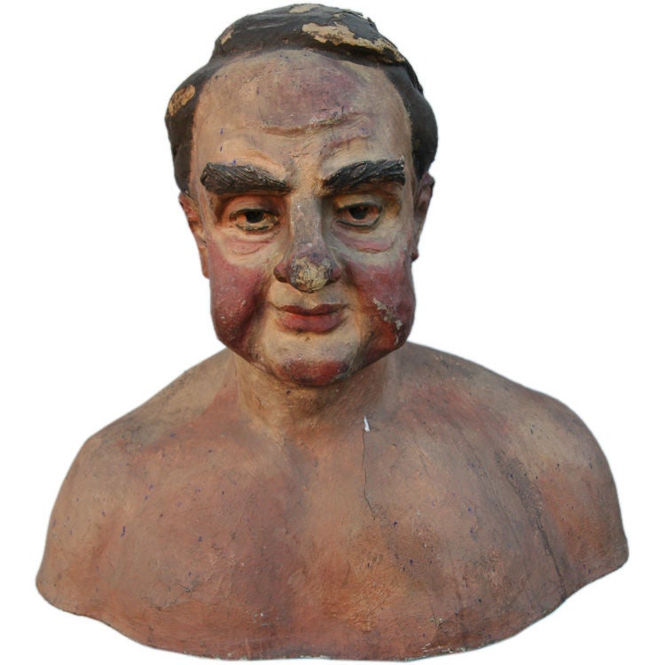 Overscale Paper Mache Carnival Bust For Sale
