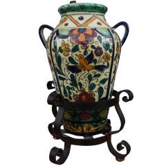 1920's Italian Majolica Floor Vase