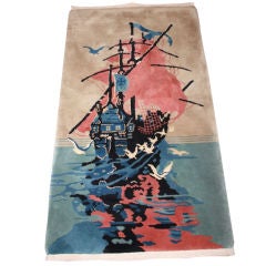 Chinese Decorator Rug of a Sailing Clipper Ship