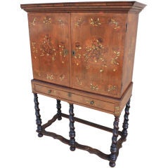 English Marquetry Cabinet on Stand