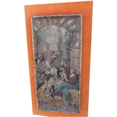 18th C. Nativity Carved Walnut Polychrome Panel
