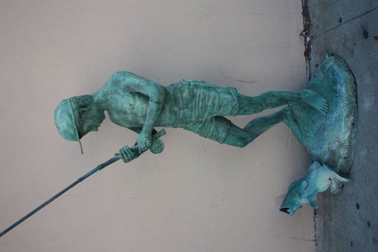 Lifesize Bronze fishing boy for your your yard or pond. 3