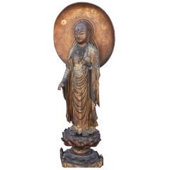 Antique Fine Large Japanese Meiji Wooden Budda